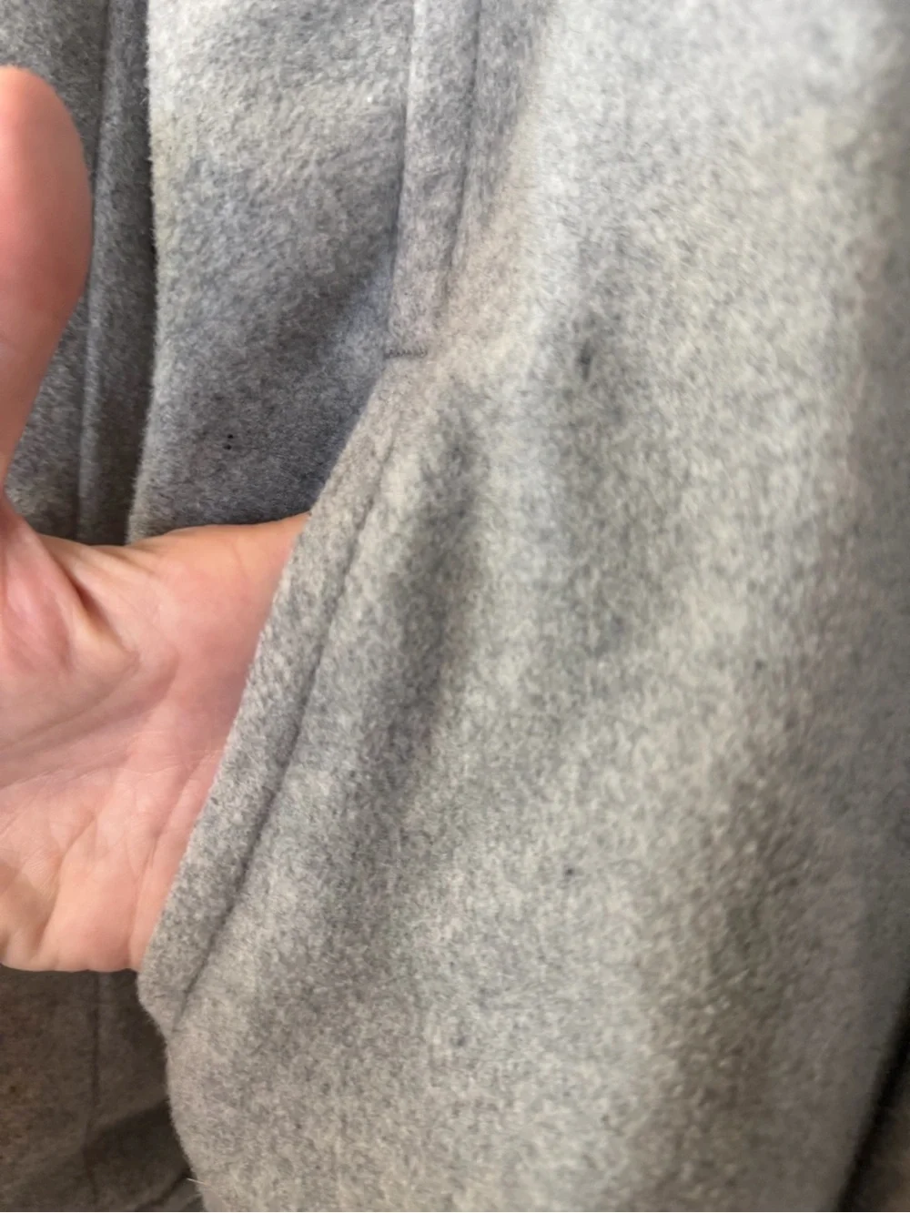 Free People Grey Cropped Peacoat fuzzies inside & small stain